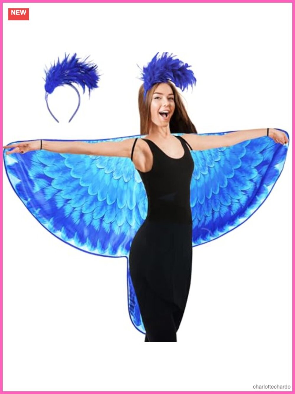 Double-Sided Bird Wings Parrot Costume Set with Feather Headband